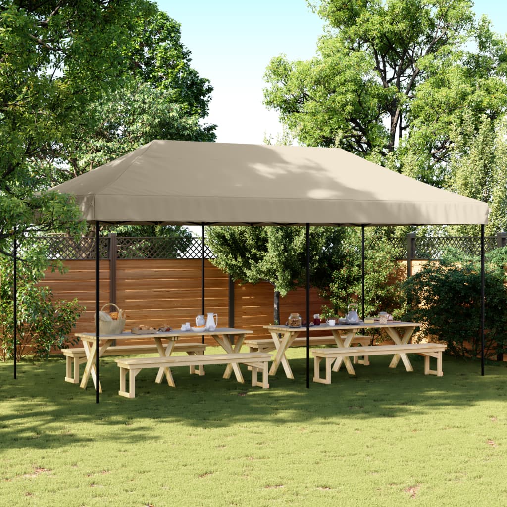 Tente de réception pliable escamotable taupe 580x292x315 cm