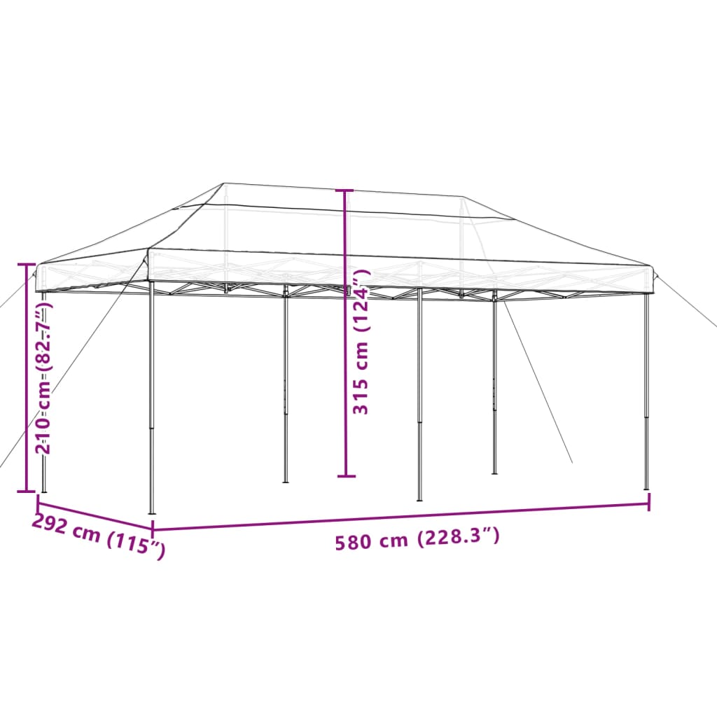 Tente de réception pliable escamotable bordeaux 580x292x315 cm