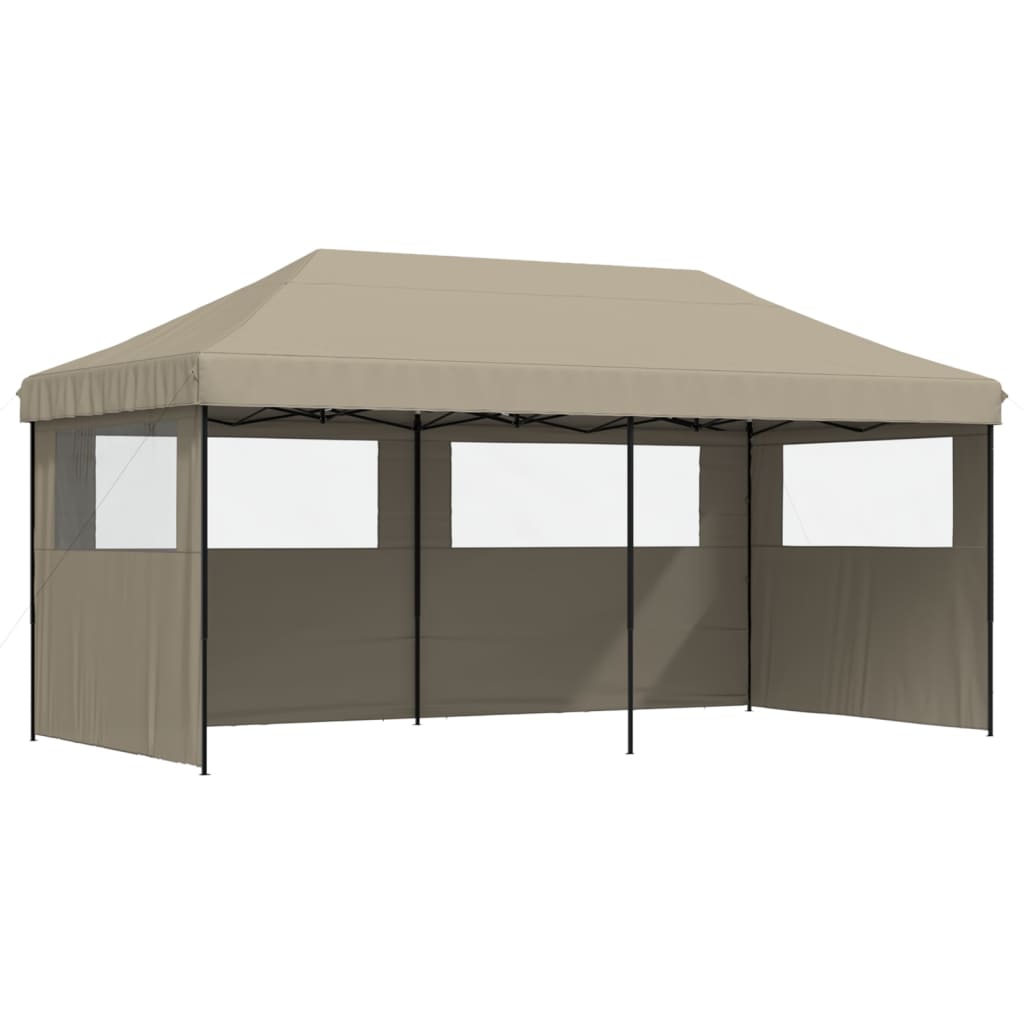 Tente de réception pliable escamotable 3 parois latérales taupe