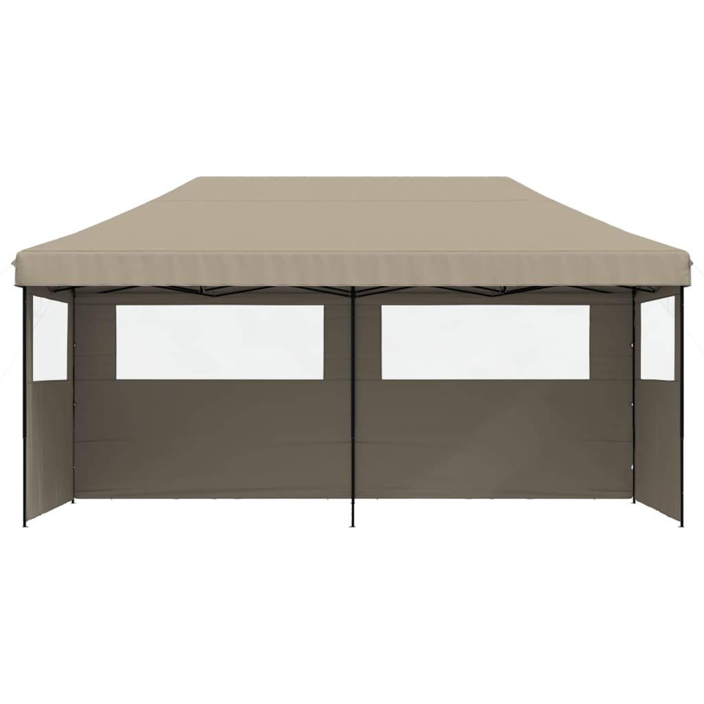 Tente de réception pliable escamotable 3 parois latérales taupe