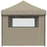 Tente de réception pliable escamotable 3 parois latérales taupe