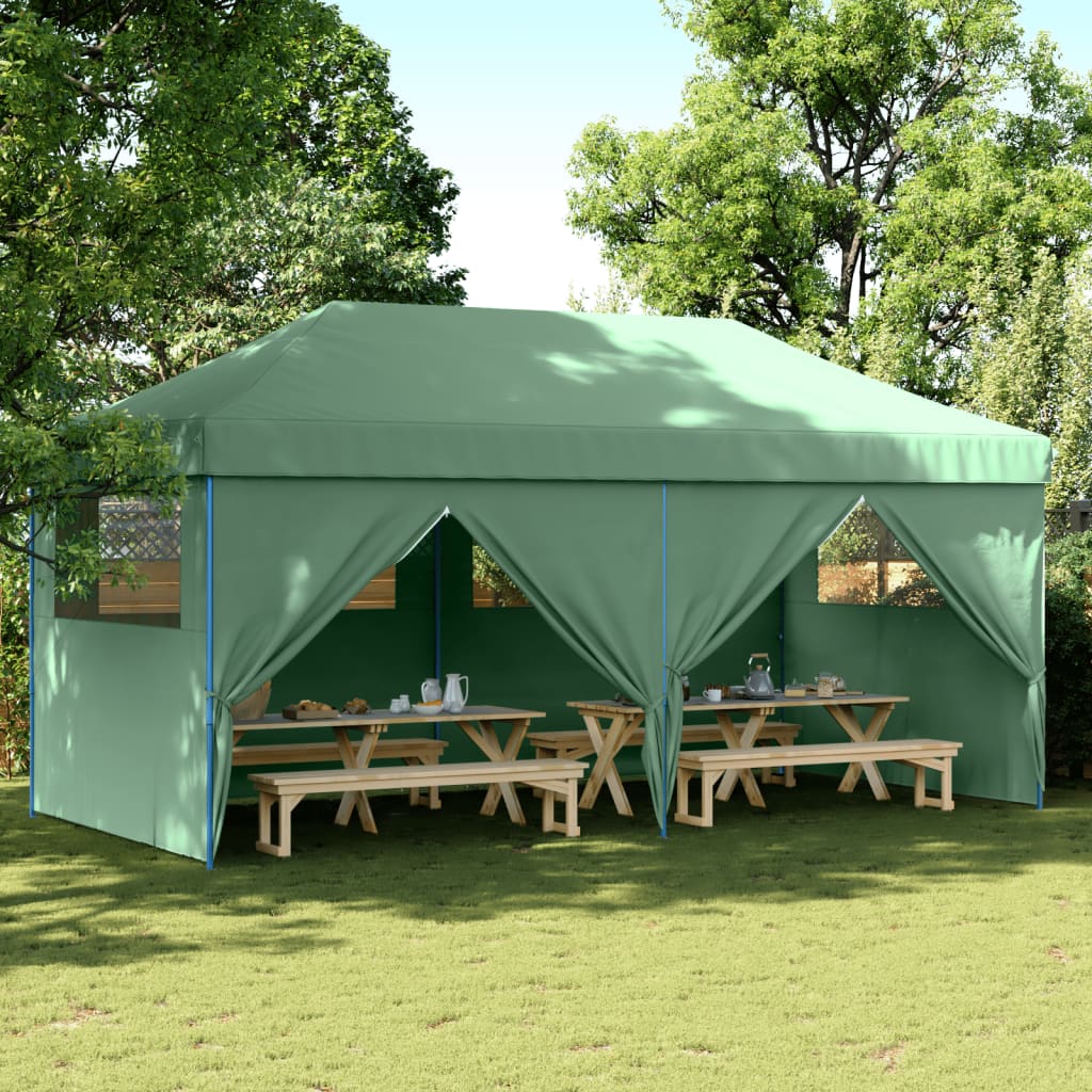 Green 4-sided pop-up folding reception tent