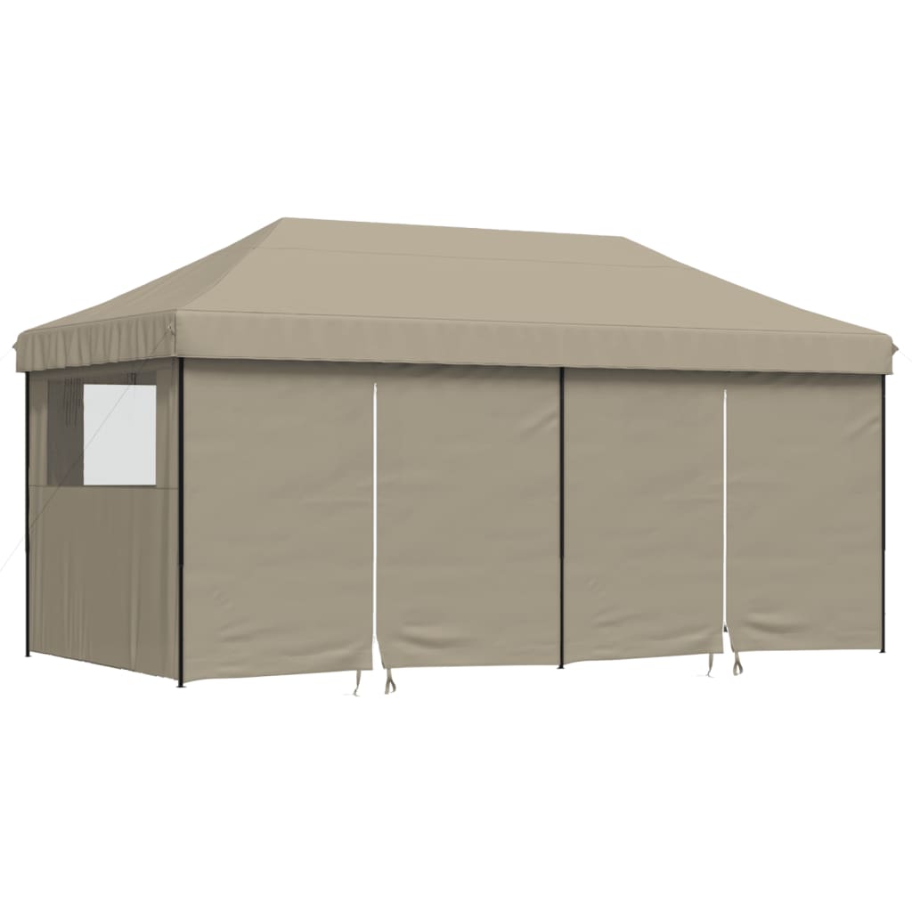 Tente de réception pliable escamotable 4 parois latérales taupe