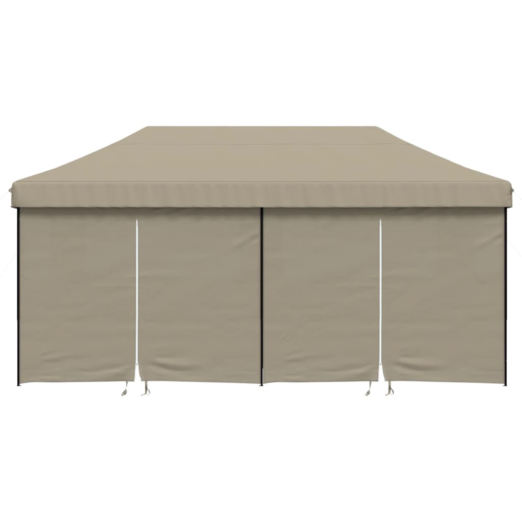 Tente de réception pliable escamotable 4 parois latérales taupe