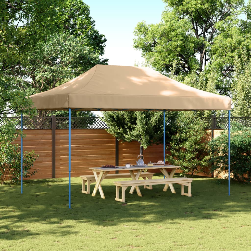 Tente de réception pliable escamotable beige 440x292x315 cm