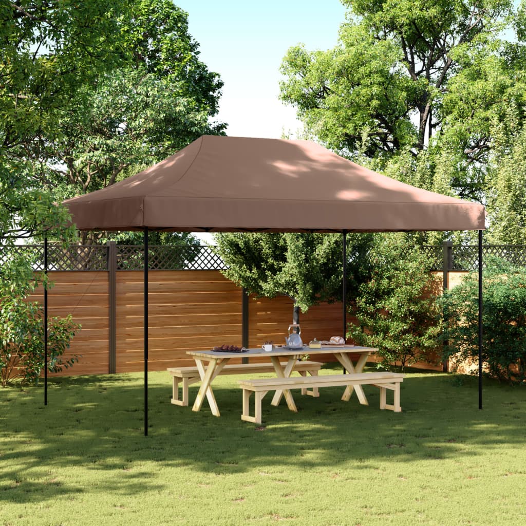 Tente de réception pliable escamotable marron 440x292x315 cm