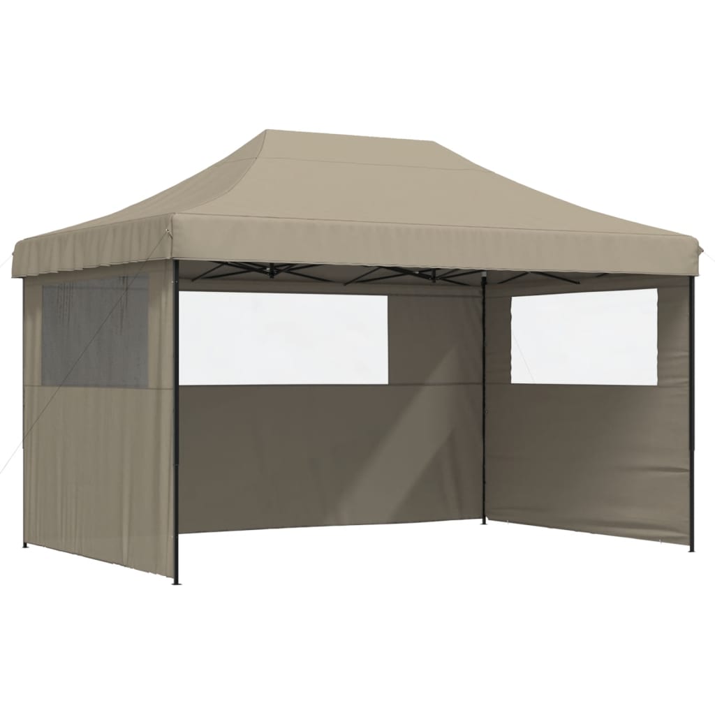 Tente de réception pliable escamotable 3 parois latérales taupe