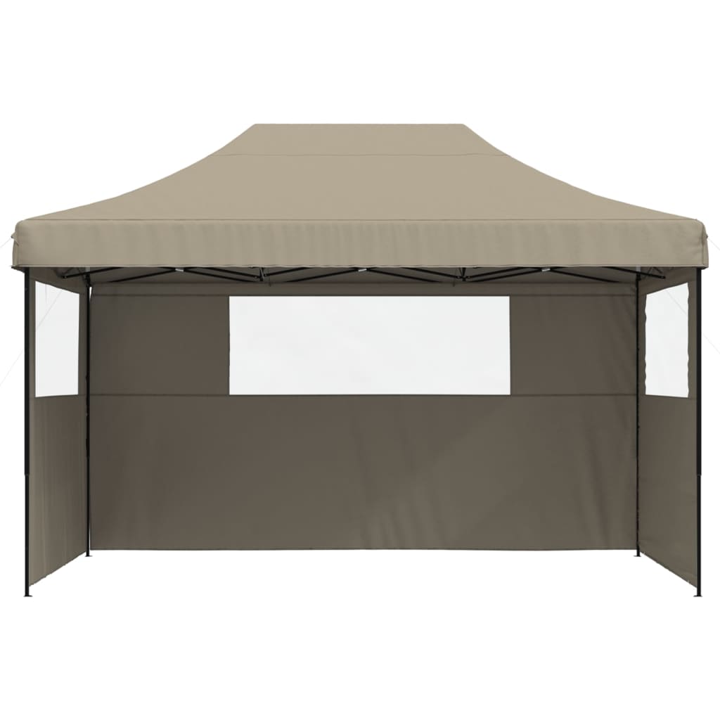 Tente de réception pliable escamotable 3 parois latérales taupe