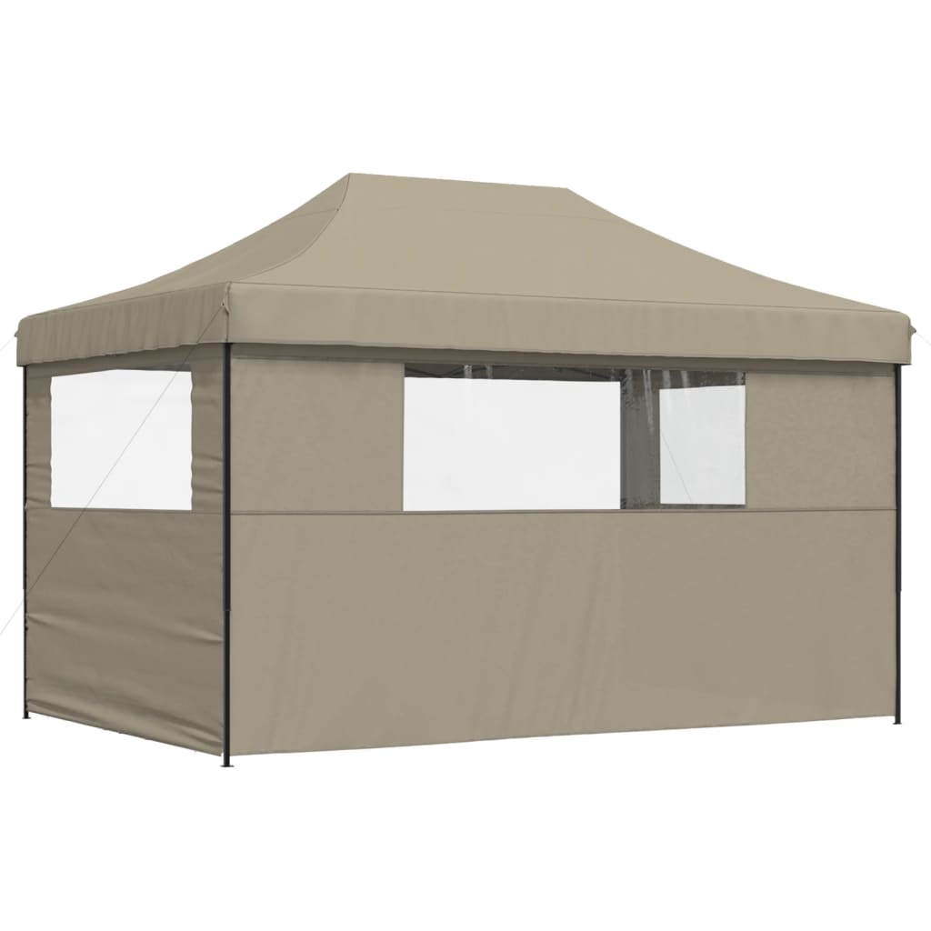 Tente de réception pliable escamotable 3 parois latérales taupe