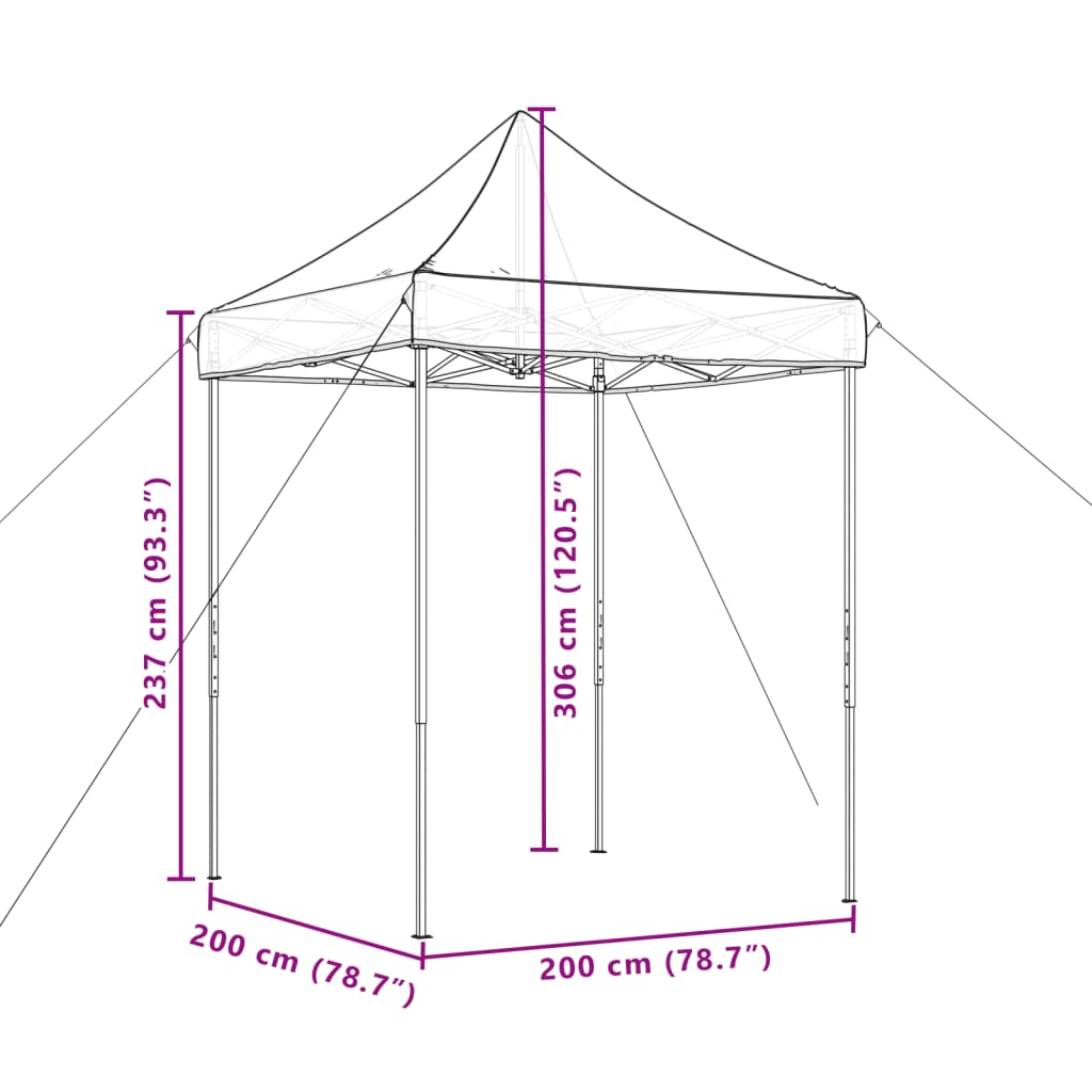 Tente de réception pliable escamotable beige 200x200x306 cm