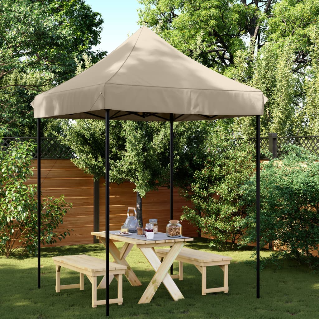 Tente de réception pliable escamotable taupe 200x200x306 cm