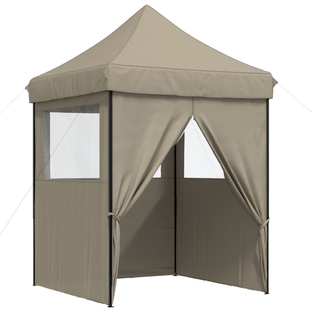 Tente de réception pliable escamotable 4 parois latérales taupe