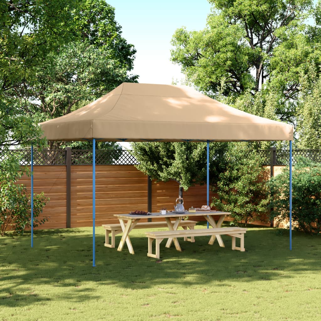 Tente de réception pliable escamotable beige 410x279x315 cm