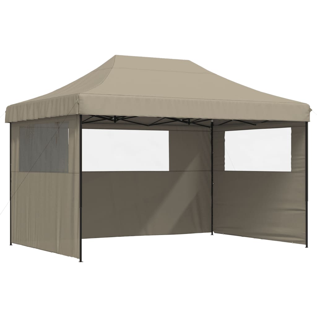 Tente de réception pliable escamotable 3 parois latérales taupe