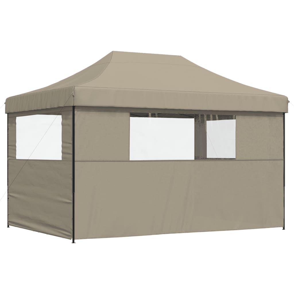 Tente de réception pliable escamotable 3 parois latérales taupe