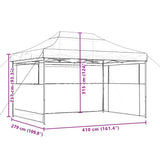 Tente de réception pliable escamotable avec 3 parois latérales