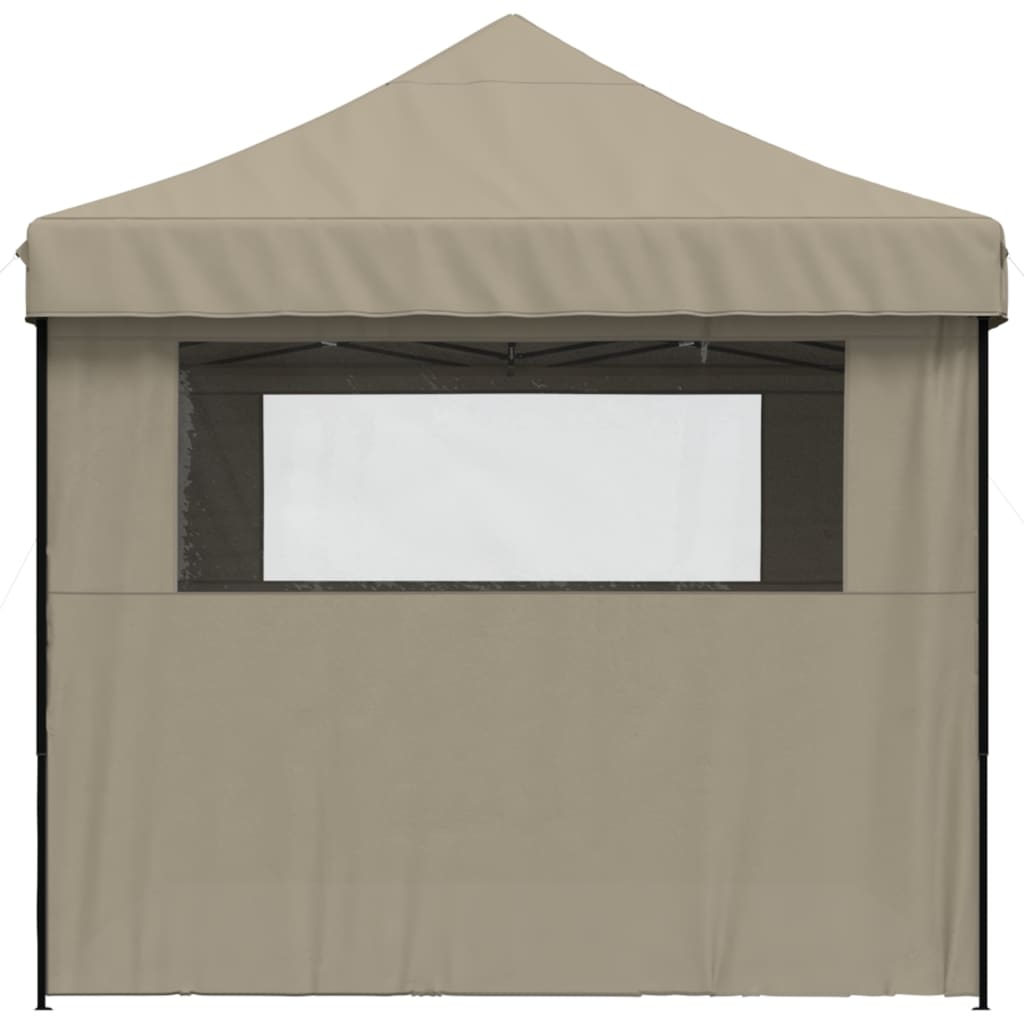 Tente de réception pliable escamotable 4 parois latérales taupe