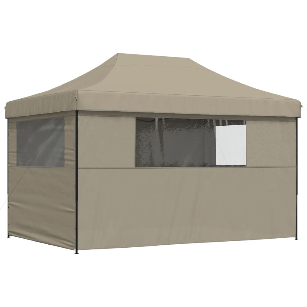 Tente de réception pliable escamotable 4 parois latérales taupe