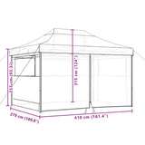 Tente de réception pliable escamotable avec 4 parois latérales