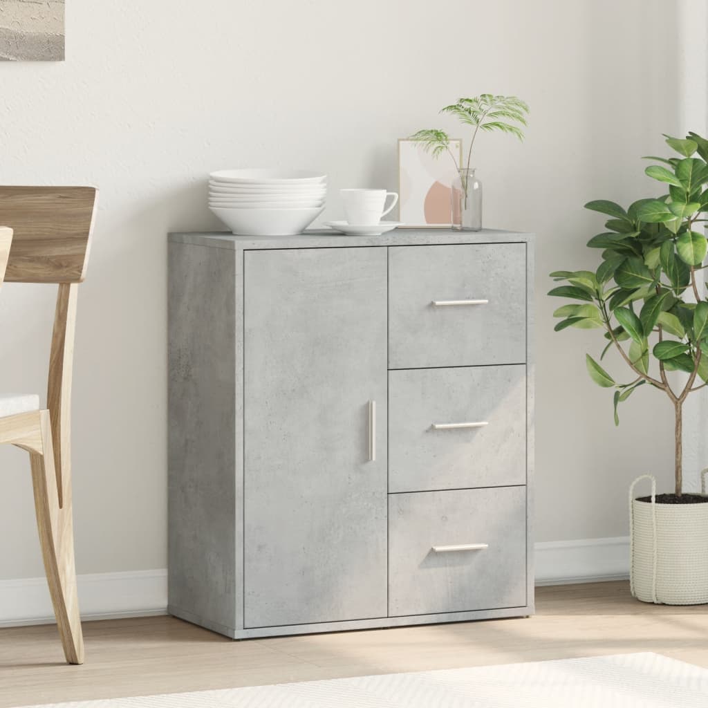 Concrete gray sideboard 60x31x70 cm engineered wood