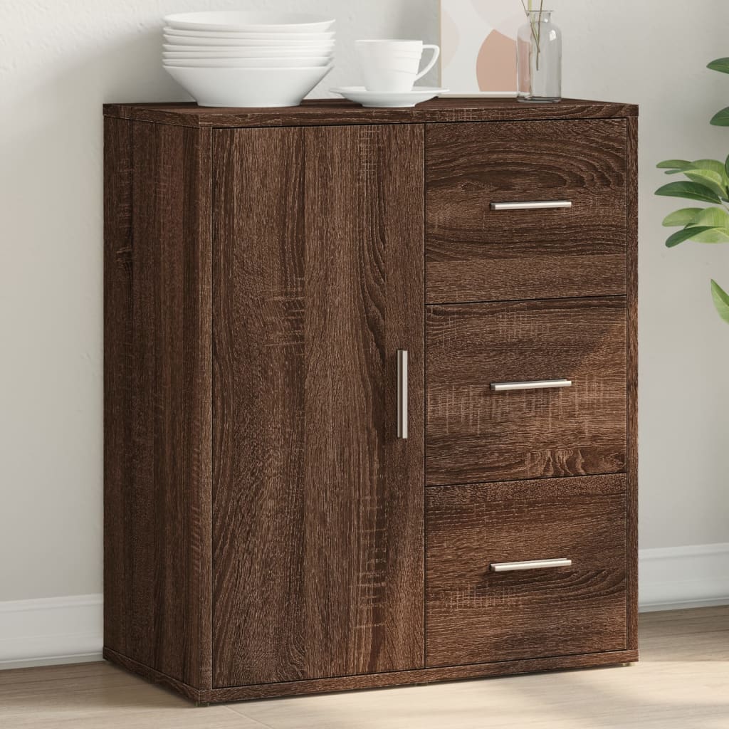 Buffet chêne marron 60x31x70 cm bois d'ingénierie