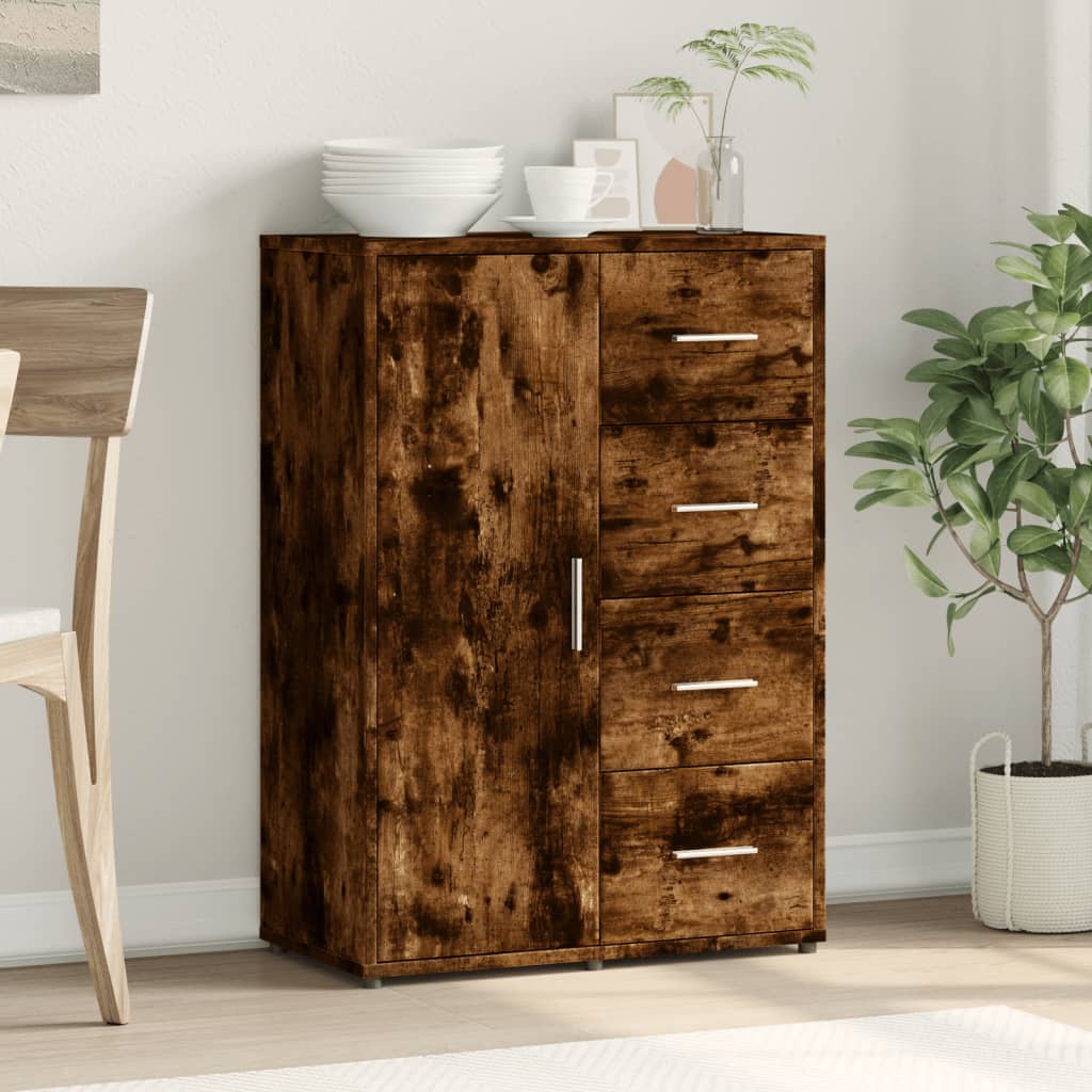 Buffet chêne fumé 60x31x84 cm bois d'ingénierie