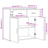 Buffet blanc 79x38x80 cm bois d’ingénierie