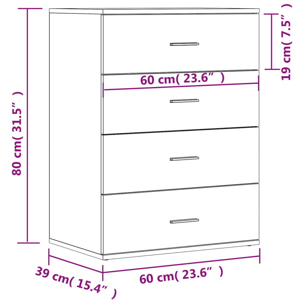 Buffet blanc 60x39x80 cm bois d’ingénierie