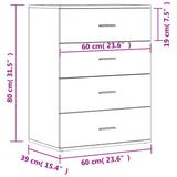 Buffet blanc 60x39x80 cm bois d’ingénierie