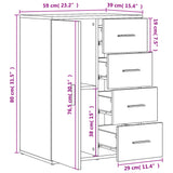 Schwarzes Sideboard 59x39x80 cm aus Holzwerkstoff