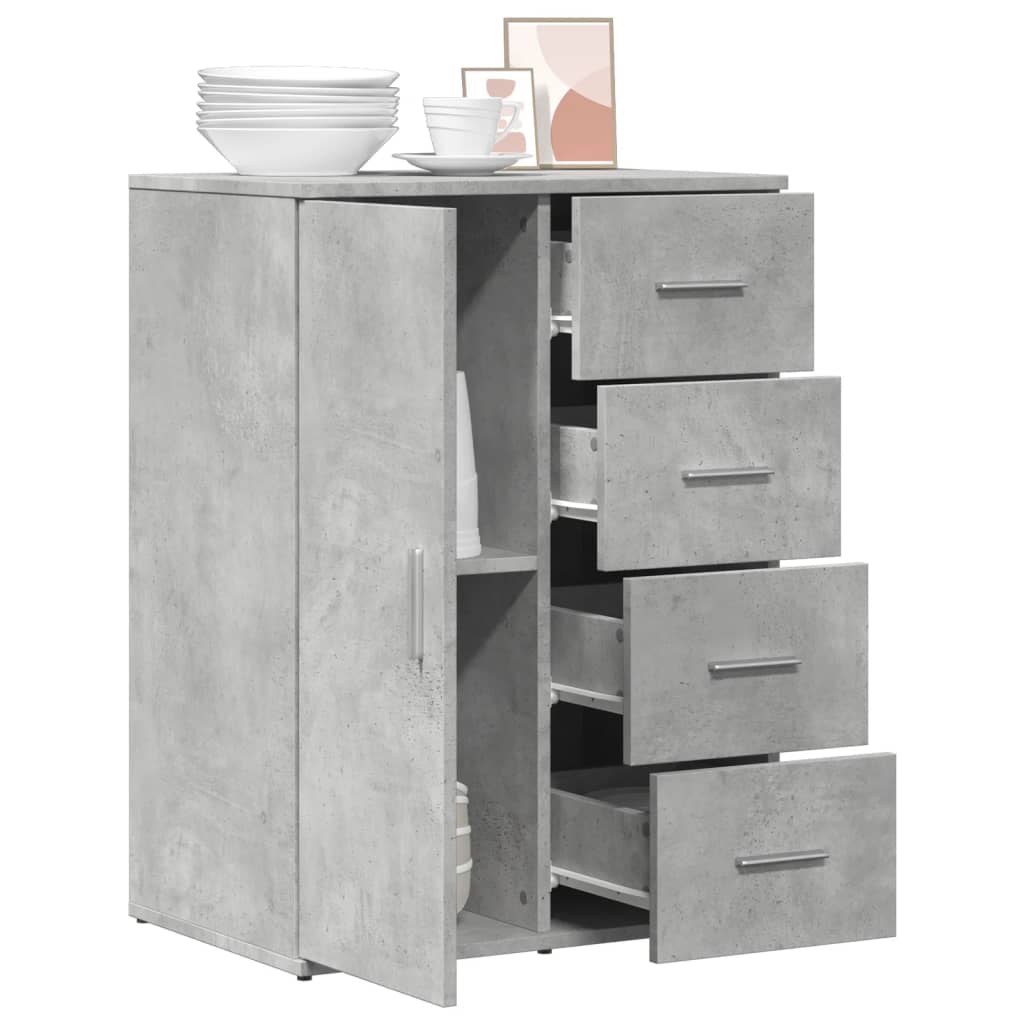 Buffet gris béton 59x39x80 cm bois d'ingénierie