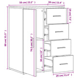 Buffet gris béton 59x39x80 cm bois d'ingénierie