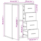 Buffet chêne fumé 59x39x80 cm bois d'ingénierie