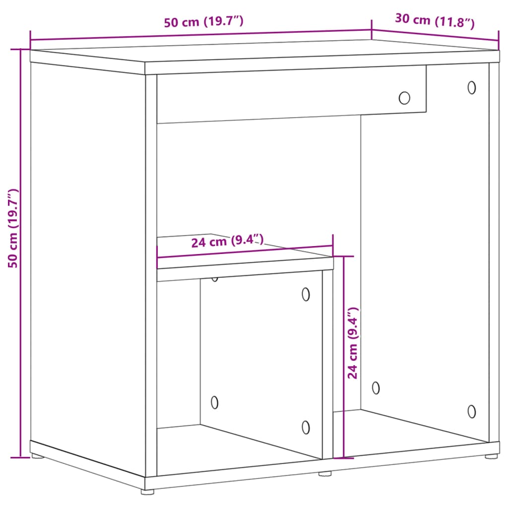 Table d'appoint Gris béton 50x30x50 cm Bois d'ingénierie