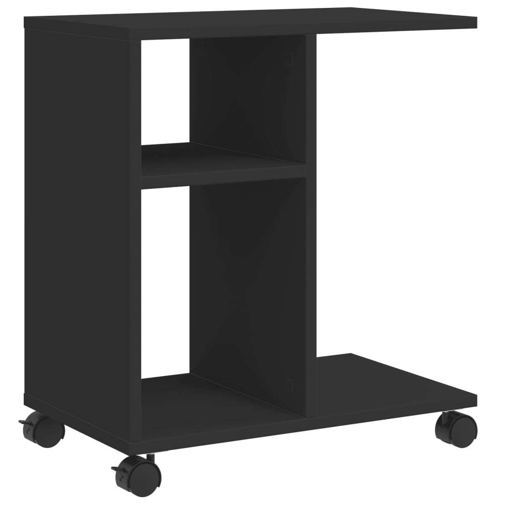 Table d'appoint avec roues noir 50x30x55 cm bois d'ingénierie