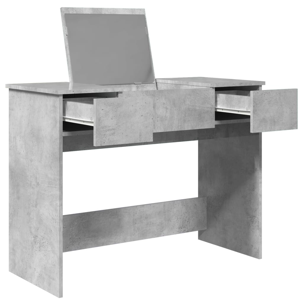 Dressing table with concrete grey mirror 100x45x76 cm