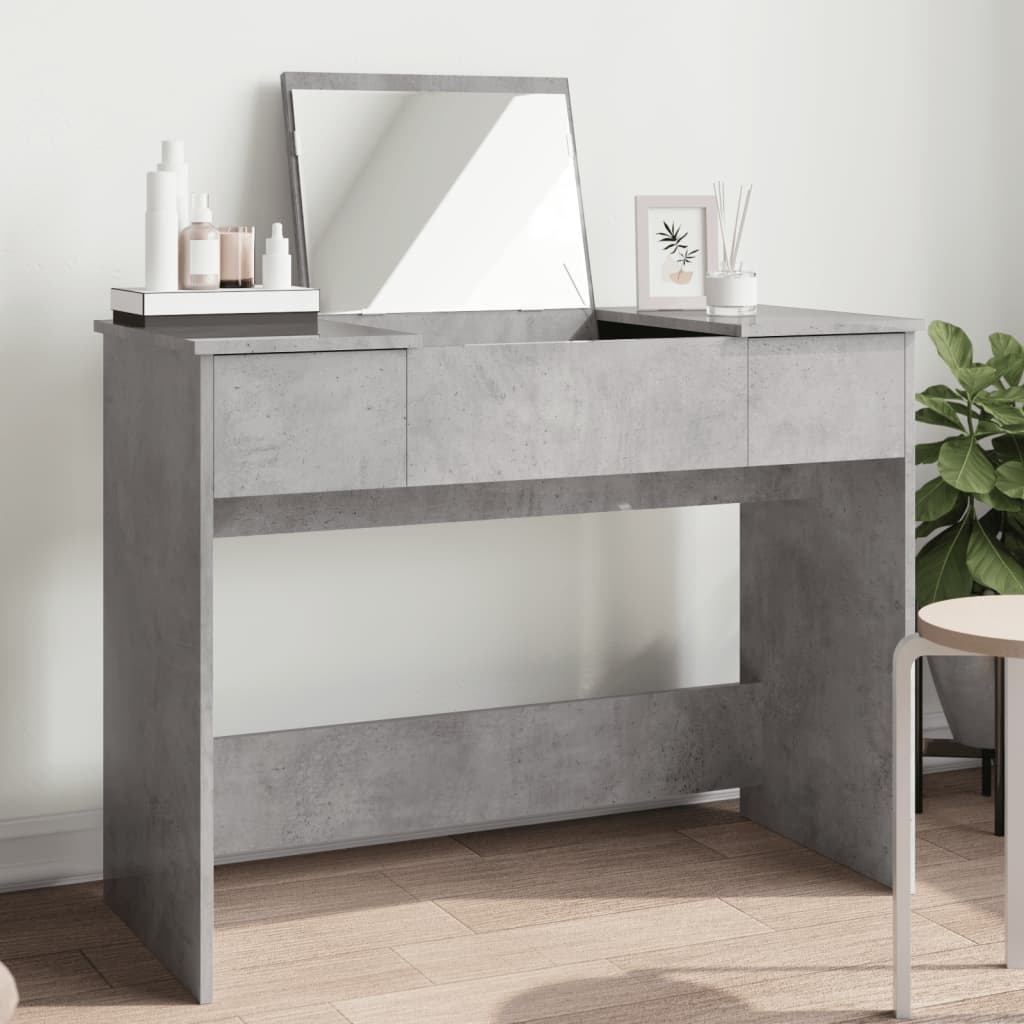 Dressing table with concrete grey mirror 100x45x76 cm