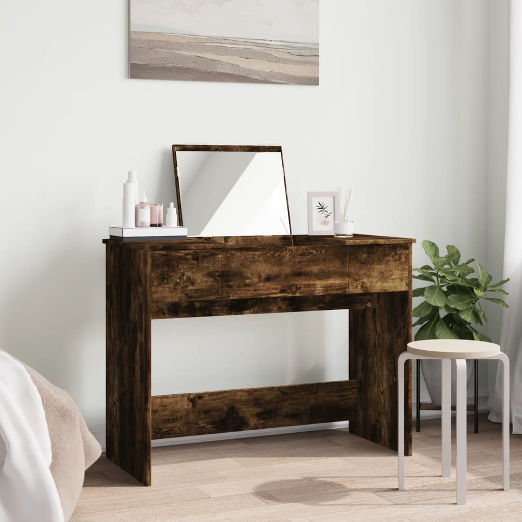 Dressing table with smoked oak mirror 100x45x76 cm