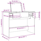 Dressing table with smoked oak mirror 100x45x76 cm