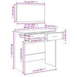 Dressing table with black mirror 80x39x80 cm