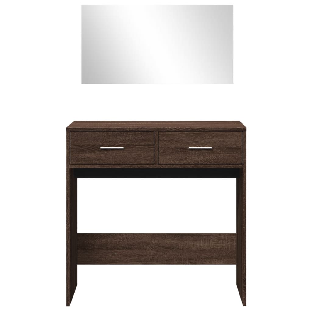 Dressing table with mirror brown oak 80x39x80 cm