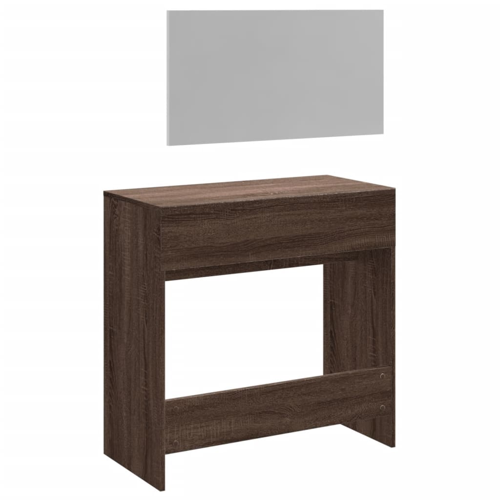 Dressing table with mirror brown oak 80x39x80 cm