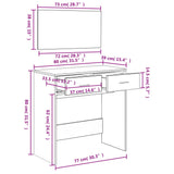 Dressing table with mirror brown oak 80x39x80 cm