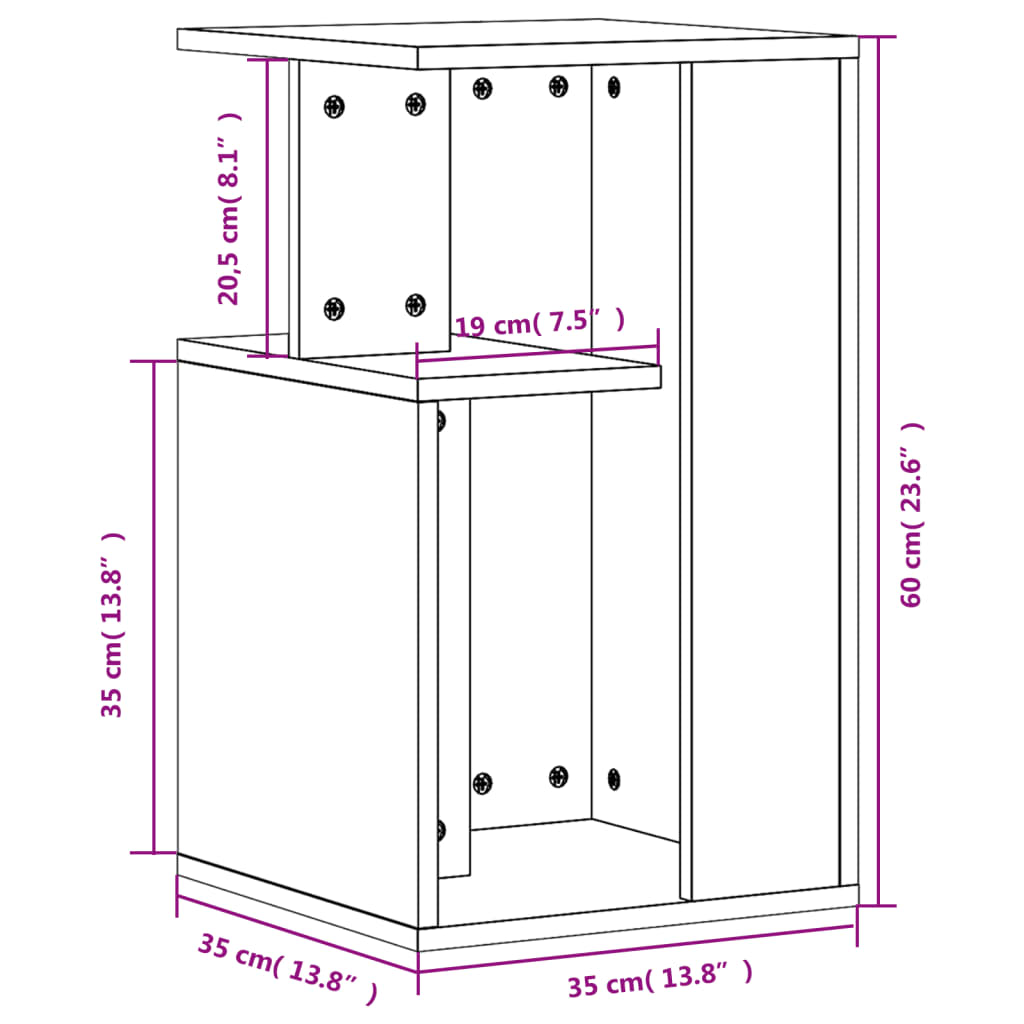 Table d'appoint blanc 35x35x60 cm bois d’ingénierie