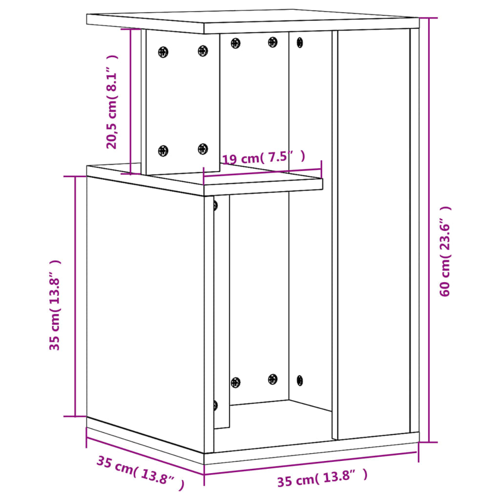 Table d'appoint gris béton 35x35x60 cm bois d'ingénierie