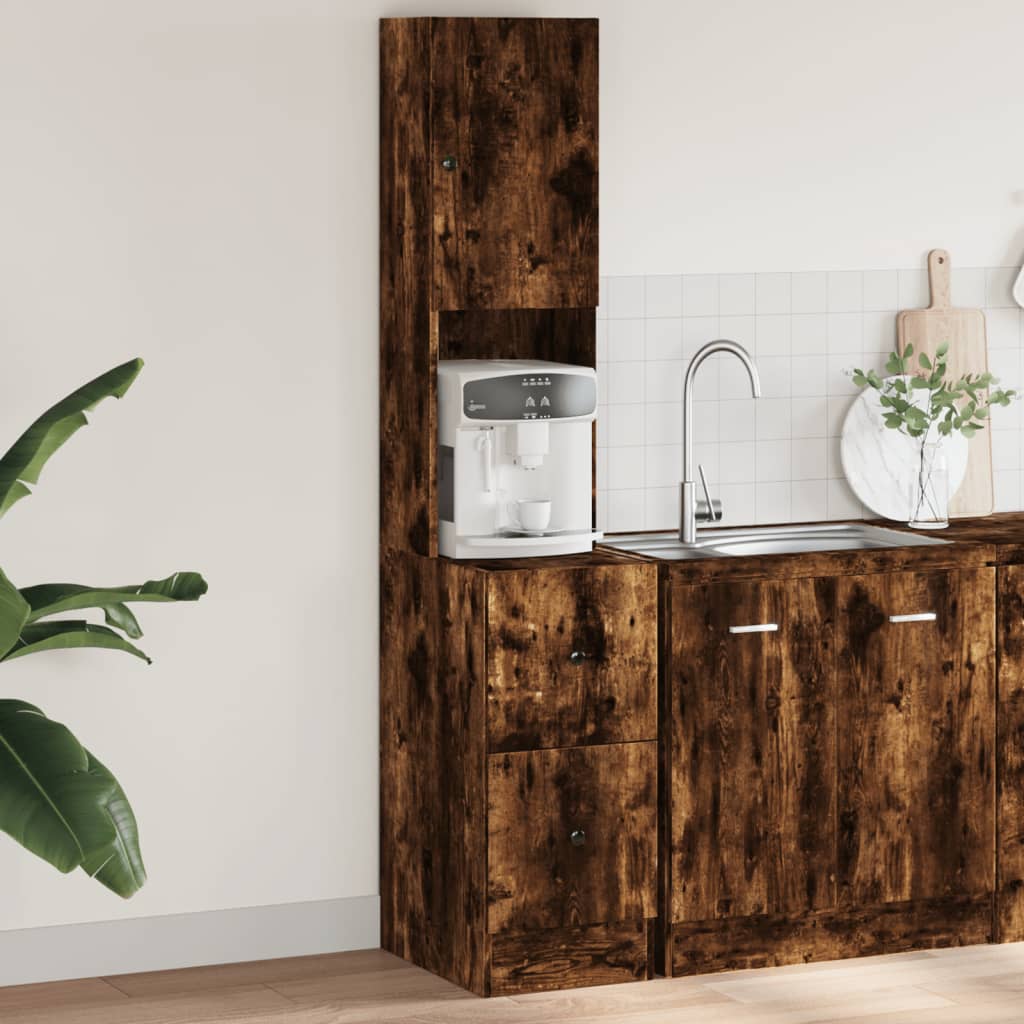 Kitchen cabinet smoked oak 35x50x180 cm engineered wood