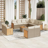 Salon de jardin avec coussins 12 pcs beige résine tressée