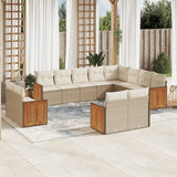 Salon de jardin avec coussins 12 pcs beige résine tressée