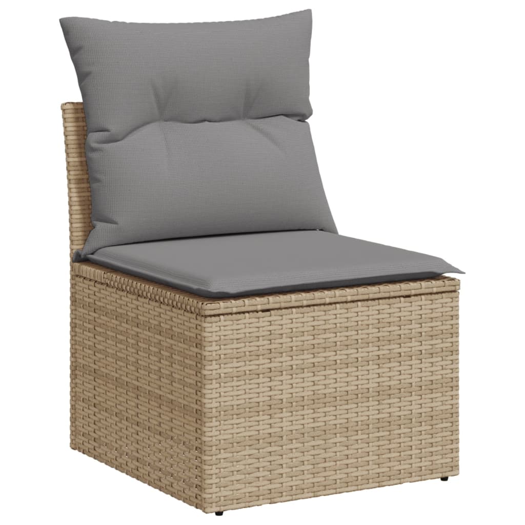 Salon de jardin avec coussins 12 pcs beige résine tressée