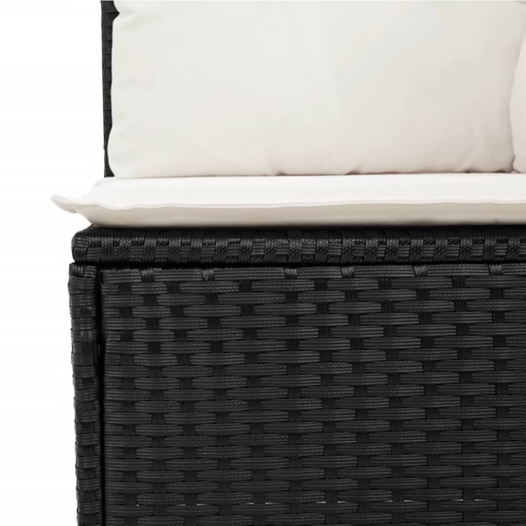 Garden furniture set with cushions 13 pcs black woven resin